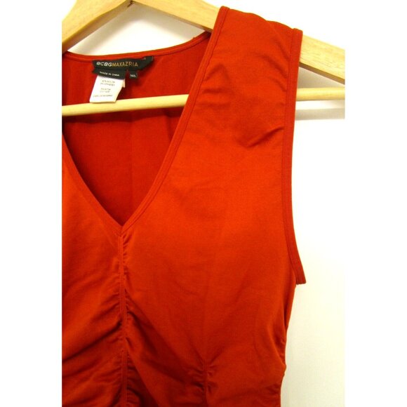BCBG MAXAZRIA Orange Ruched Stretch Wide Strap Blouse/Tank Top - Size Med/Large - Picture 7 of 15